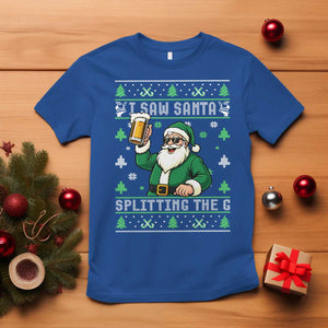 Funny Santa Ugly Christmas T Shirt Drinking Beer Splitting G Inappropriate Adult Humor TS10 Royal Blue Print Your Wear