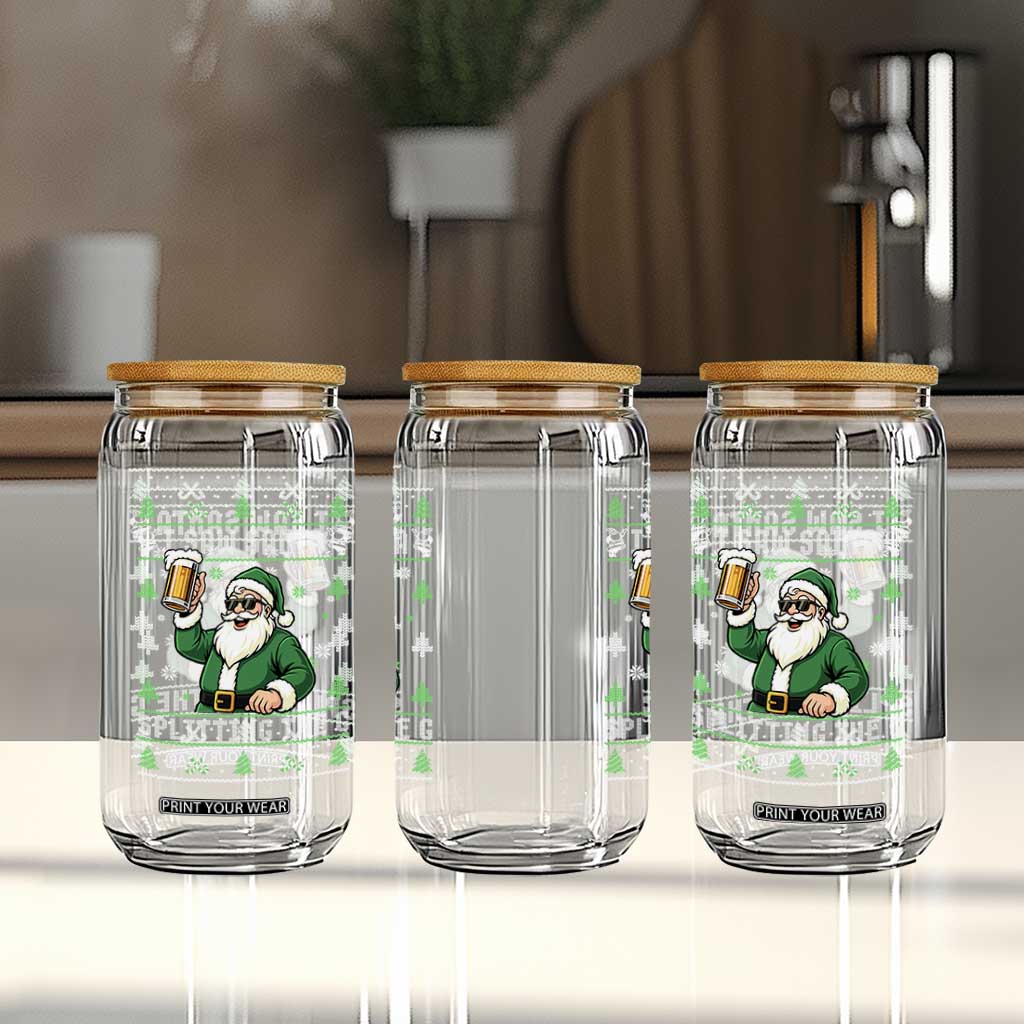 Funny Santa Ugly Christmas Glass Can Drinking Beer Splitting G Inappropriate Adult Humor TS10 Print Your Wear