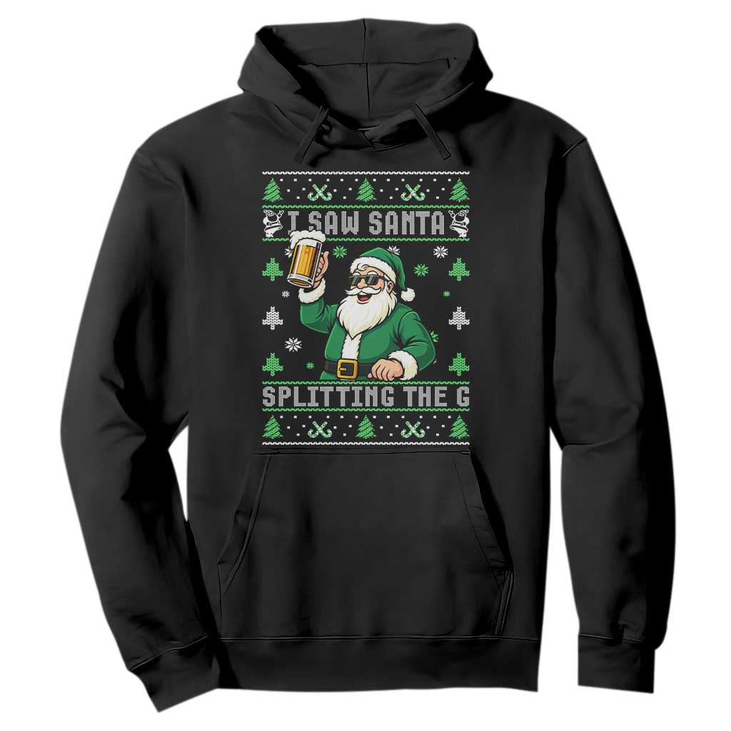Funny Santa Ugly Christmas Hoodie Drinking Beer Splitting G Inappropriate Adult Humor TS10 Black Print Your Wear