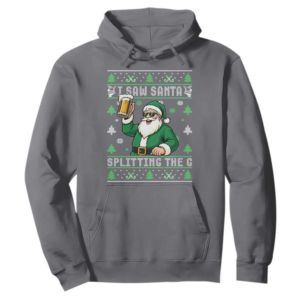 Funny Santa Ugly Christmas Hoodie Drinking Beer Splitting G Inappropriate Adult Humor TS10 Charcoal Print Your Wear