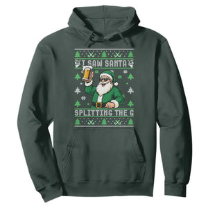 Funny Santa Ugly Christmas Hoodie Drinking Beer Splitting G Inappropriate Adult Humor TS10 Dark Forest Green Print Your Wear