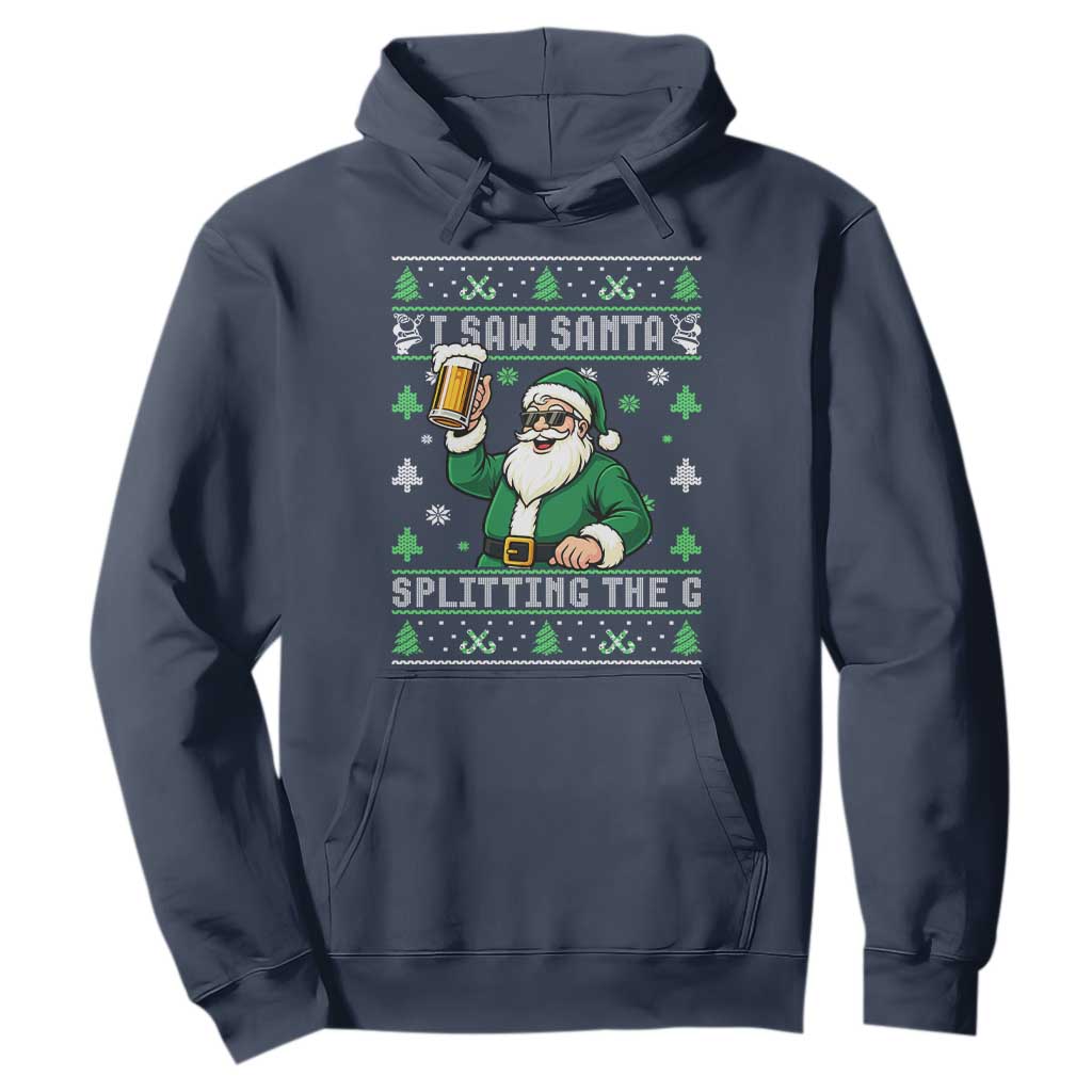 Funny Santa Ugly Christmas Hoodie Drinking Beer Splitting G Inappropriate Adult Humor TS10 Navy Print Your Wear