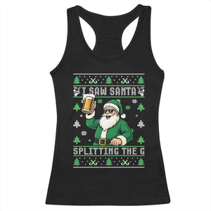 Funny Santa Ugly Christmas Racerback Tank Top Drinking Beer Splitting G Inappropriate Adult Humor TS10 Black Print Your Wear