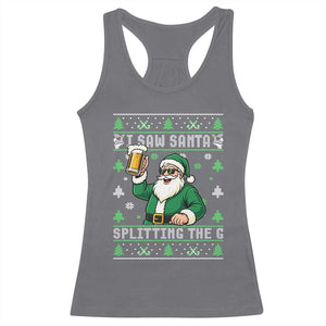 Funny Santa Ugly Christmas Racerback Tank Top Drinking Beer Splitting G Inappropriate Adult Humor TS10 Charcoal Print Your Wear