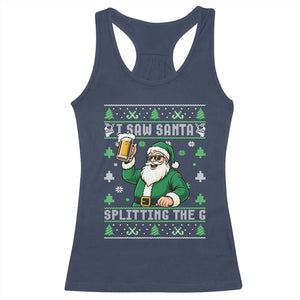 Funny Santa Ugly Christmas Racerback Tank Top Drinking Beer Splitting G Inappropriate Adult Humor TS10 Navy Print Your Wear
