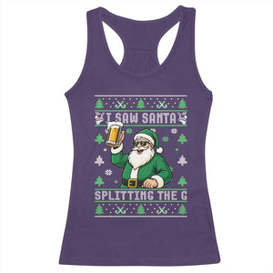 Funny Santa Ugly Christmas Racerback Tank Top Drinking Beer Splitting G Inappropriate Adult Humor TS10 Purple Print Your Wear