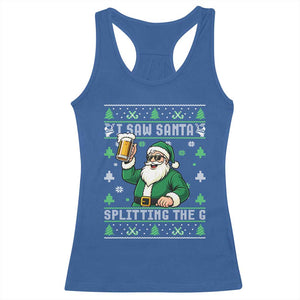 Funny Santa Ugly Christmas Racerback Tank Top Drinking Beer Splitting G Inappropriate Adult Humor TS10 Royal Blue Print Your Wear