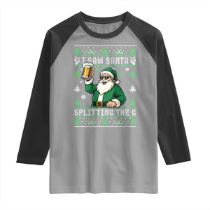 Funny Santa Ugly Christmas Raglan Shirt Drinking Beer Splitting G Inappropriate Adult Humor TS10 Sport Gray Black Print Your Wear