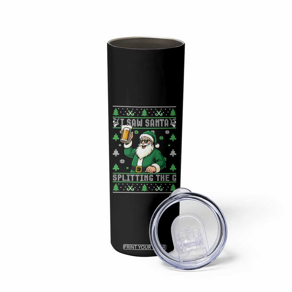Funny Santa Ugly Christmas Skinny Tumbler Drinking Beer Splitting G Inappropriate Adult Humor TS10 Print Your Wear