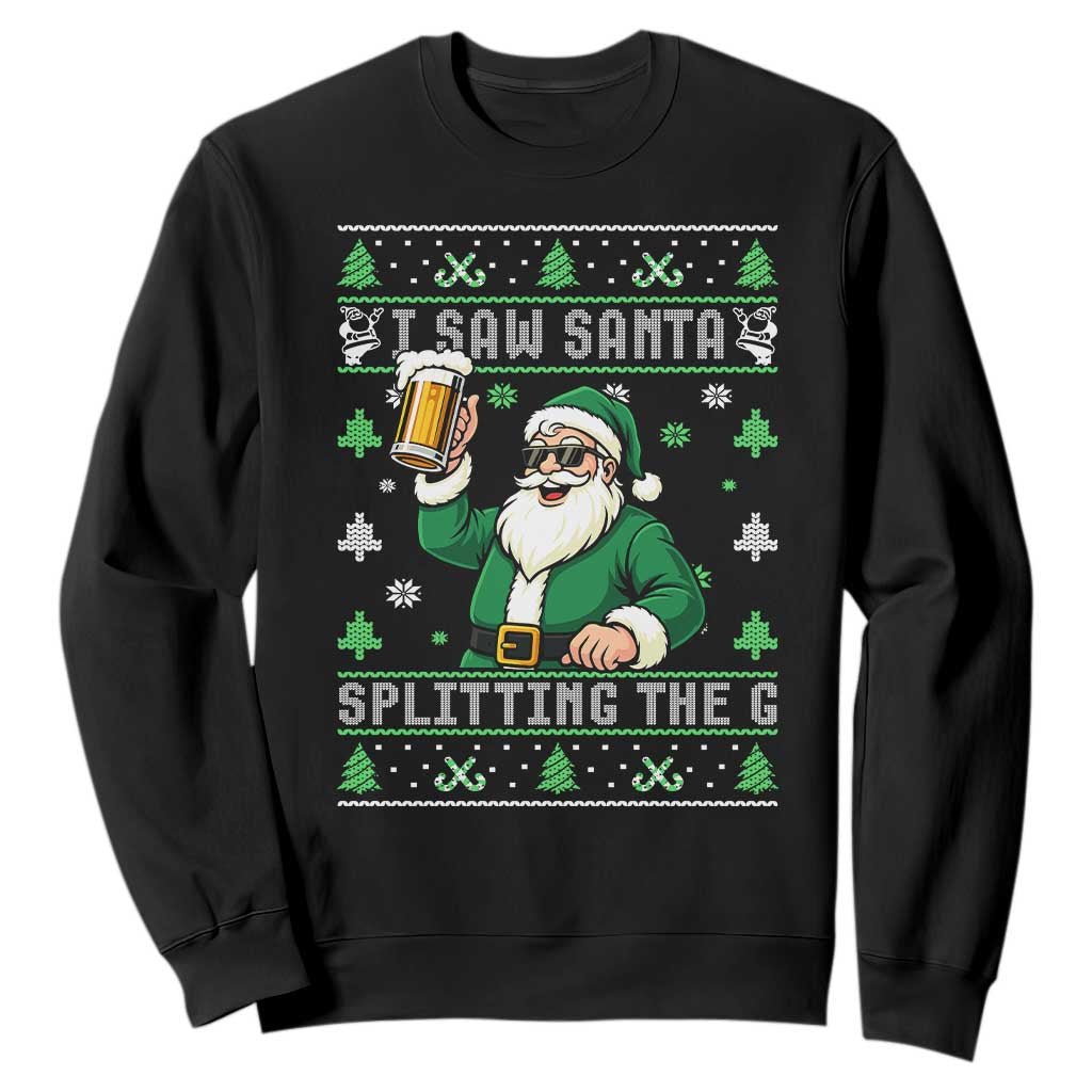 Funny Santa Ugly Christmas Sweatshirt Drinking Beer Splitting G Inappropriate Adult Humor TS10 Black Print Your Wear
