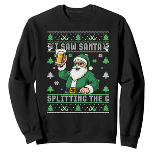 Funny Santa Ugly Christmas Sweatshirt Drinking Beer Splitting G Inappropriate Adult Humor TS10 Black Print Your Wear