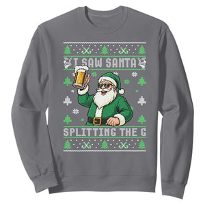 Funny Santa Ugly Christmas Sweatshirt Drinking Beer Splitting G Inappropriate Adult Humor TS10 Charcoal Print Your Wear