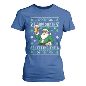 Funny Santa Ugly Christmas T Shirt For Women Drinking Beer Splitting G Inappropriate Adult Humor TS10 Royal Blue Print Your Wear