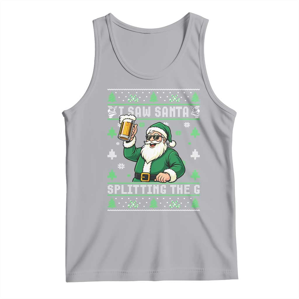 Funny Santa Ugly Christmas Tank Top Drinking Beer Splitting G Inappropriate Adult Humor TS10 Athletic Heather Print Your Wear
