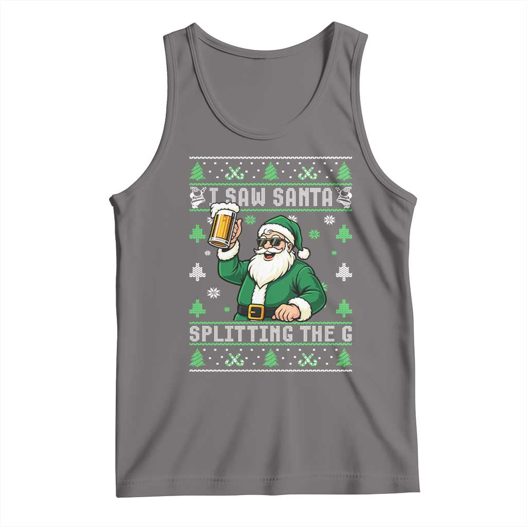 Funny Santa Ugly Christmas Tank Top Drinking Beer Splitting G Inappropriate Adult Humor TS10 Deep Heather Print Your Wear
