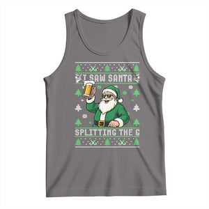 Funny Santa Ugly Christmas Tank Top Drinking Beer Splitting G Inappropriate Adult Humor TS10 Deep Heather Print Your Wear