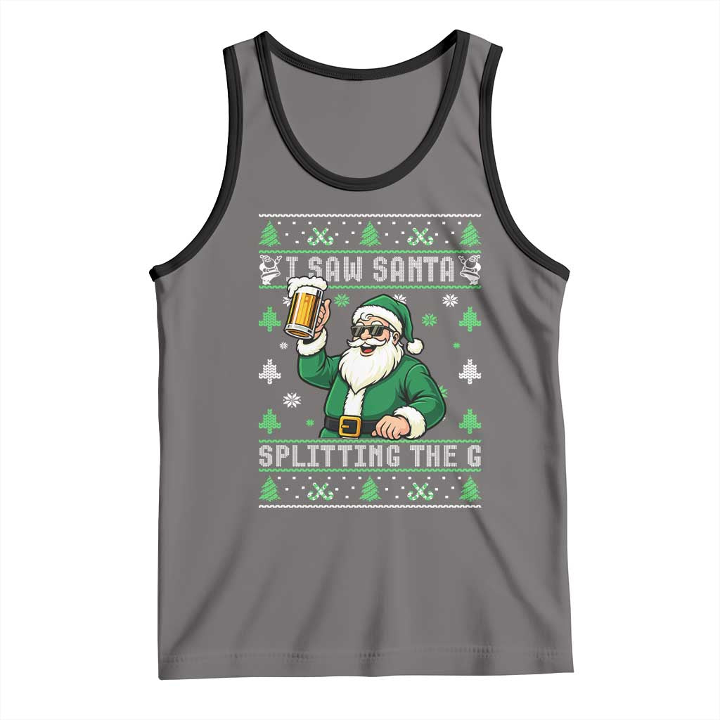 Funny Santa Ugly Christmas Tank Top Drinking Beer Splitting G Inappropriate Adult Humor TS10 Deep Heather Black Print Your Wear