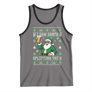 Funny Santa Ugly Christmas Tank Top Drinking Beer Splitting G Inappropriate Adult Humor TS10 Deep Heather Black Print Your Wear