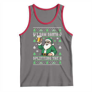 Funny Santa Ugly Christmas Tank Top Drinking Beer Splitting G Inappropriate Adult Humor TS10 Deep Heather Red Print Your Wear