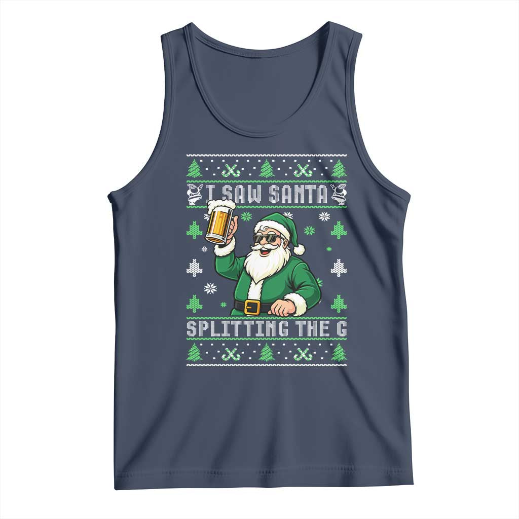 Funny Santa Ugly Christmas Tank Top Drinking Beer Splitting G Inappropriate Adult Humor TS10 Navy Print Your Wear
