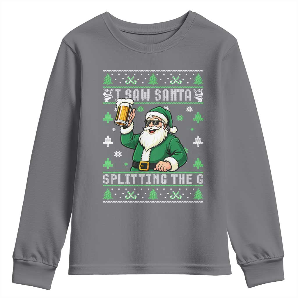 Funny Santa Ugly Christmas Youth Sweatshirt Drinking Beer Splitting G Inappropriate Adult Humor TS10 Charcoal Print Your Wear