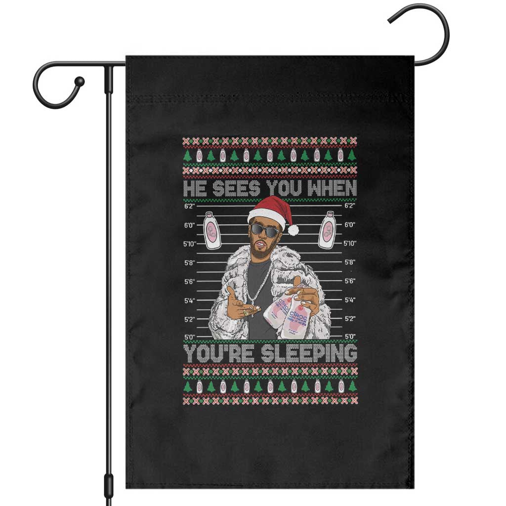Funny Christmas Diddy Garden Flag Diddy Sees You When Youre Sleeping Ugly Xmas TS10 Black Print Your Wear
