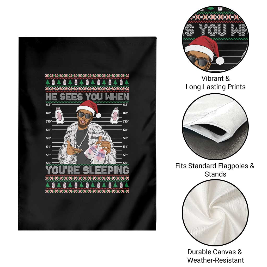 Funny Christmas Diddy Garden Flag Diddy Sees You When Youre Sleeping Ugly Xmas TS10 Print Your Wear