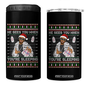 Funny Christmas Diddy 4 in 1 Can Cooler Tumbler Diddy Sees You When Youre Sleeping Ugly Xmas TS10 One Size: 16 oz Black Print Your Wear
