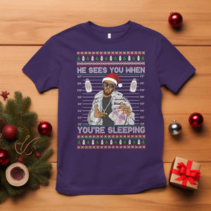 Funny Christmas Diddy T Shirt Diddy Sees You When Youre Sleeping Ugly Xmas TS10 Purple Print Your Wear