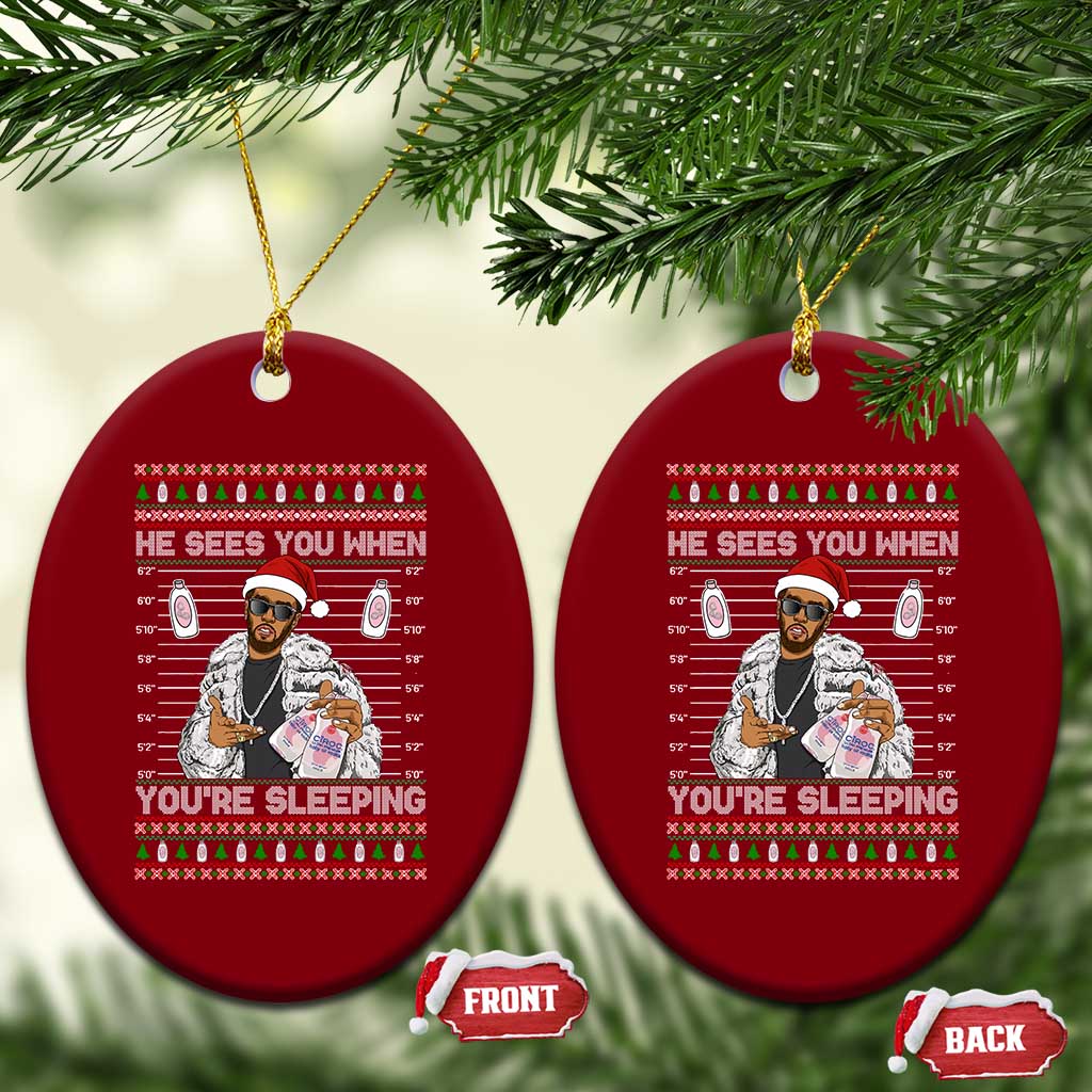 Funny Christmas Diddy Ceramic Ornament Diddy Sees You When Youre Sleeping Ugly Xmas TS10 Print Your Wear