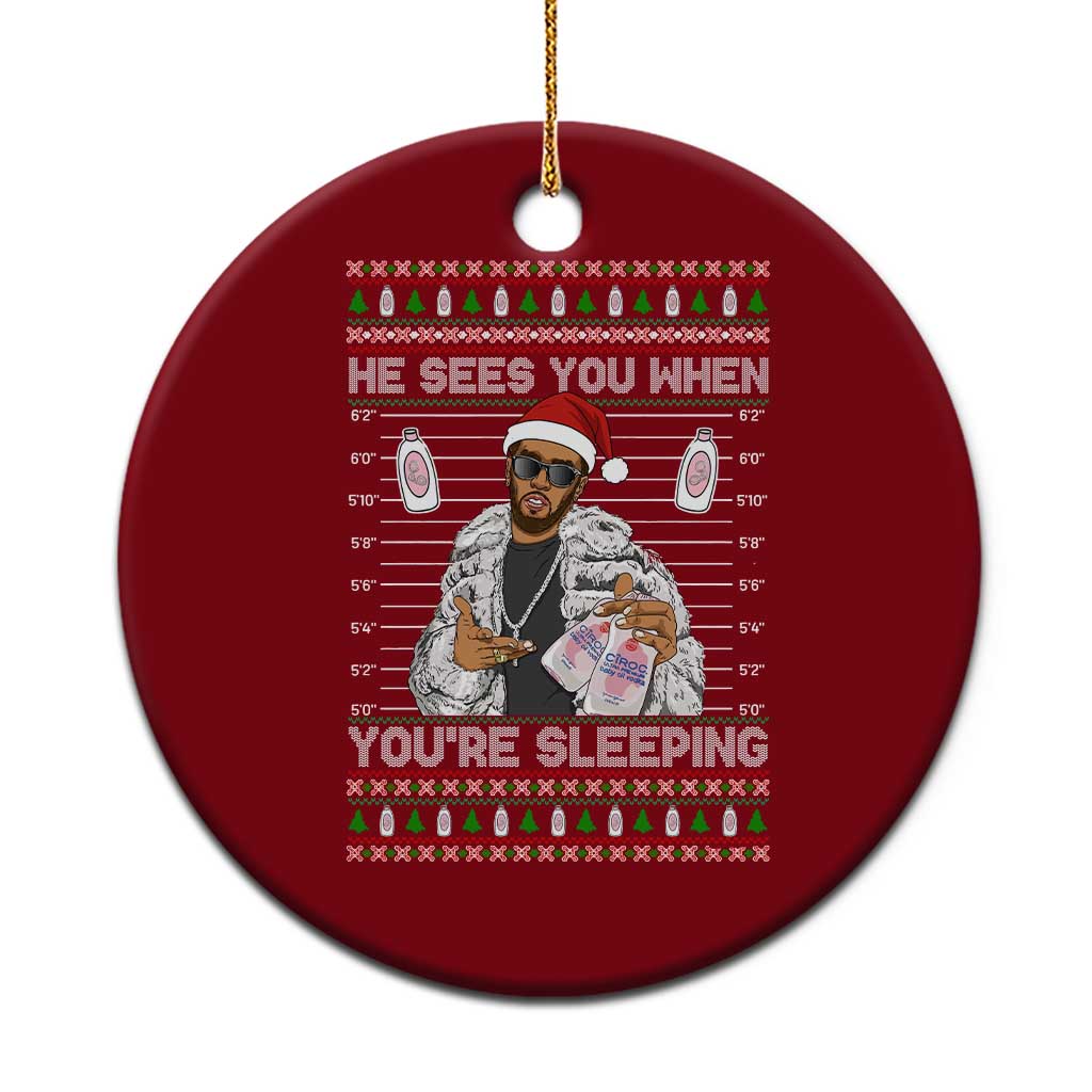 Funny Christmas Diddy Ceramic Ornament Diddy Sees You When Youre Sleeping Ugly Xmas TS10 1pc Red Print Your Wear