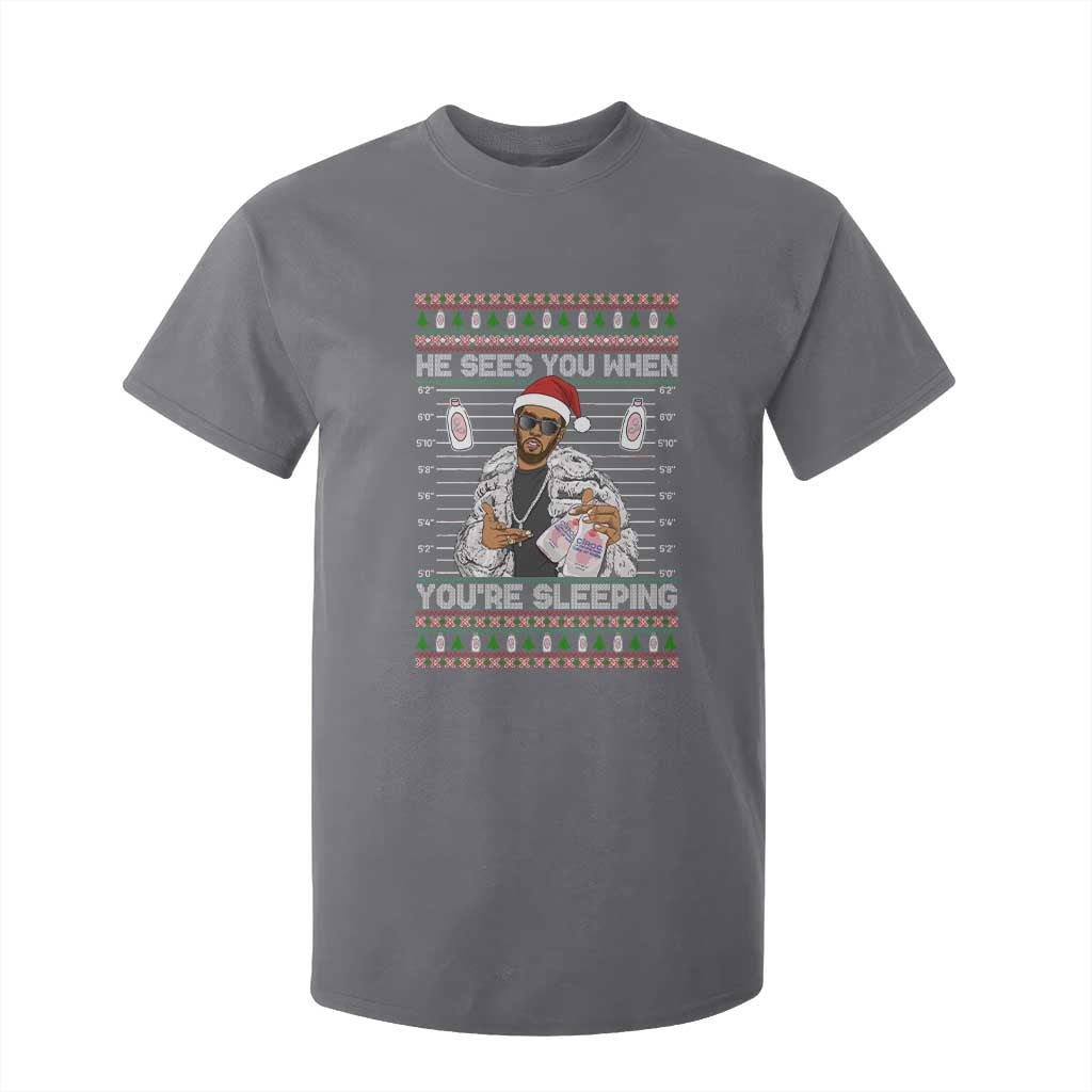 Funny Christmas Diddy T Shirt For Kid Diddy Sees You When Youre Sleeping Ugly Xmas TS10 Charcoal Print Your Wear