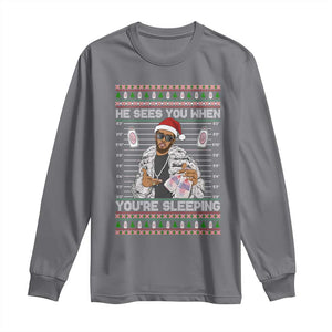 Funny Christmas Diddy Long Sleeve Shirt Diddy Sees You When Youre Sleeping Ugly Xmas TS10 Charcoal Print Your Wear