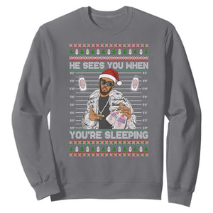 Funny Christmas Diddy Sweatshirt Diddy Sees You When Youre Sleeping Ugly Xmas TS10 Charcoal Print Your Wear