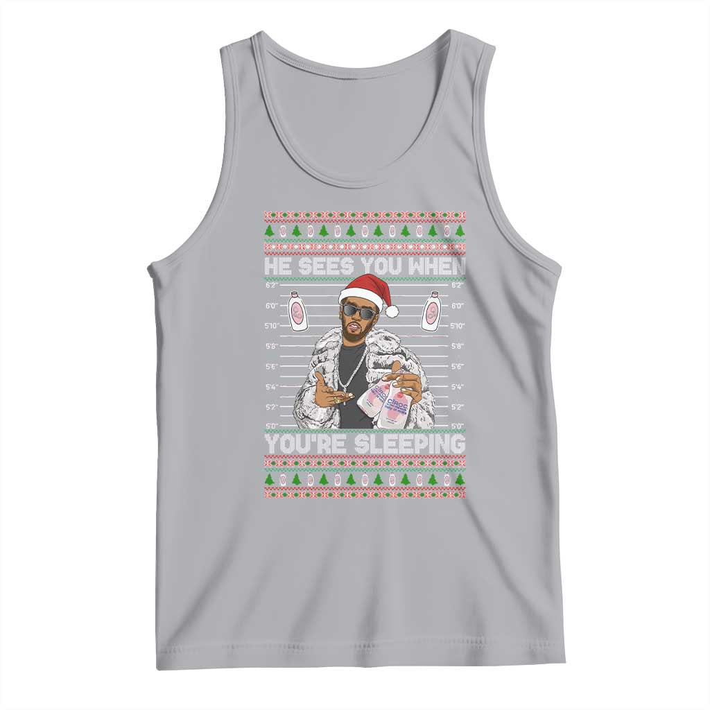 Funny Christmas Diddy Tank Top Diddy Sees You When Youre Sleeping Ugly Xmas TS10 Athletic Heather Print Your Wear