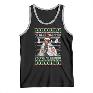 Funny Christmas Diddy Tank Top Diddy Sees You When Youre Sleeping Ugly Xmas TS10 Black Athletic Heather Print Your Wear