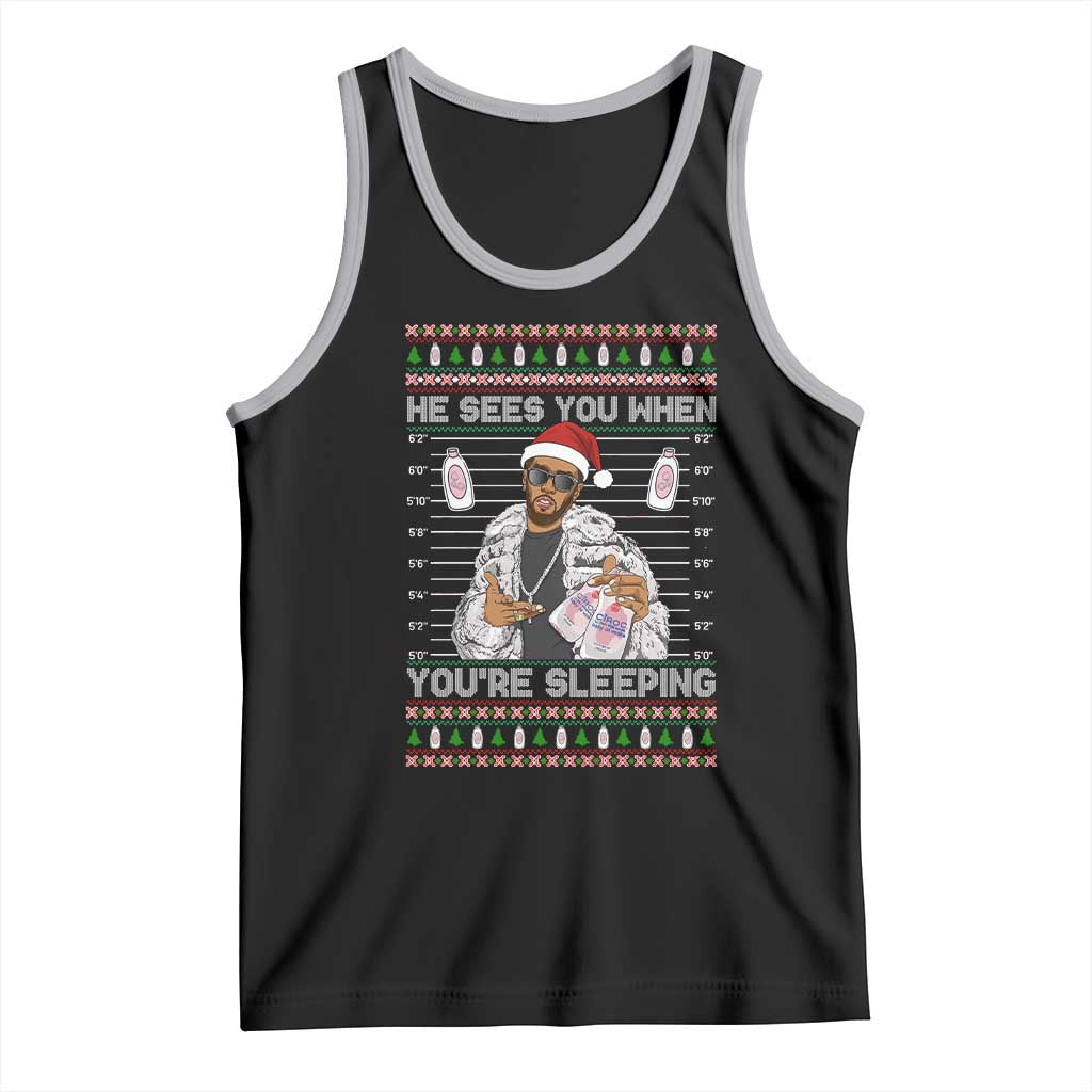 Funny Christmas Diddy Tank Top Diddy Sees You When Youre Sleeping Ugly Xmas - Print Your Wear