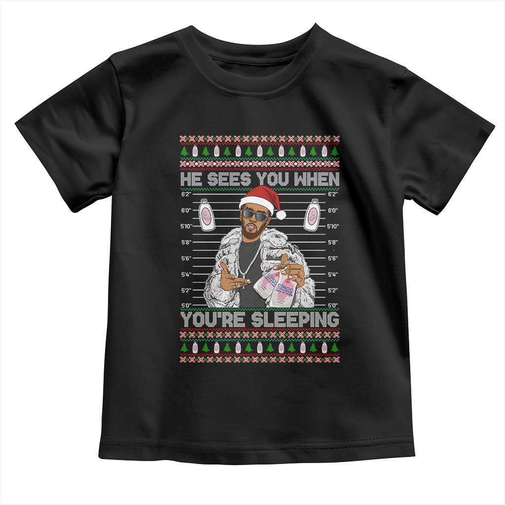 Funny Christmas Diddy Toddler T Shirt Diddy Sees You When Youre Sleeping Ugly Xmas TS10 Black Print Your Wear