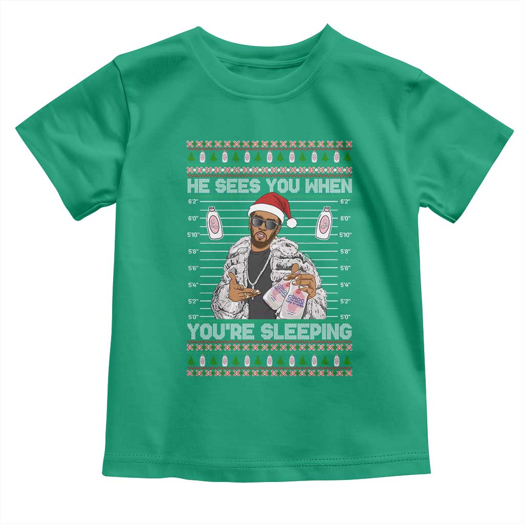 Funny Christmas Diddy Toddler T Shirt Diddy Sees You When Youre Sleeping Ugly Xmas TS10 Irish Green Print Your Wear