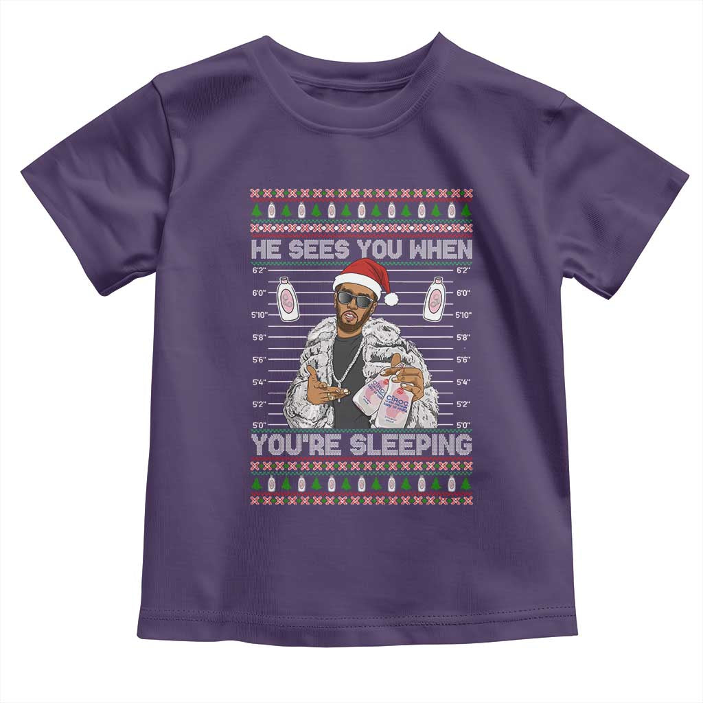 Funny Christmas Diddy Toddler T Shirt Diddy Sees You When Youre Sleeping Ugly Xmas TS10 Purple Print Your Wear