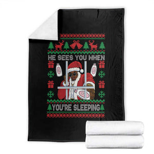 Funny Christmas Diddy Throw Blanket Diddy Sees You When Youre Sleeping Dirty Ugly Xmas TS10 Black Print Your Wear
