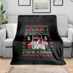 Funny Christmas Diddy Throw Blanket Diddy Sees You When Youre Sleeping Dirty Ugly Xmas TS10 Print Your Wear