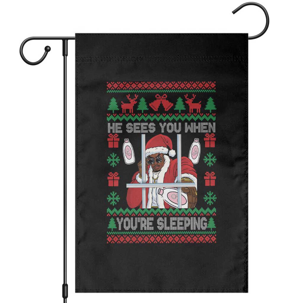 Funny Christmas Diddy Garden Flag Diddy Sees You When Youre Sleeping Dirty Ugly Xmas TS10 Black Print Your Wear