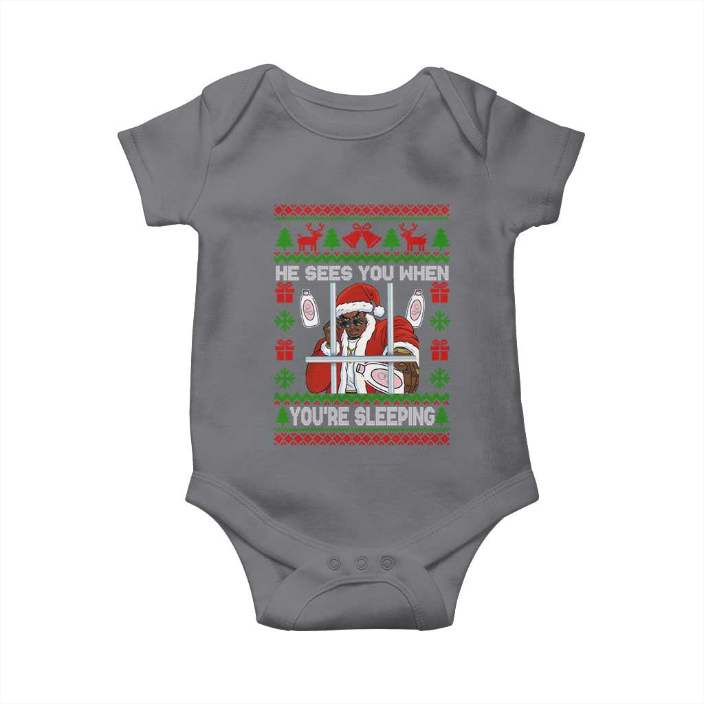 Funny Christmas Diddy Baby Onesie Diddy Sees You When Youre Sleeping Dirty Ugly Xmas TS10 Charcoal Print Your Wear