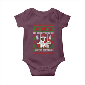 Funny Christmas Diddy Baby Onesie Diddy Sees You When Youre Sleeping Dirty Ugly Xmas TS10 Maroon Print Your Wear
