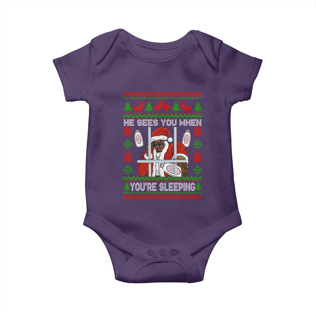 Funny Christmas Diddy Baby Onesie Diddy Sees You When Youre Sleeping Dirty Ugly Xmas TS10 Purple Print Your Wear