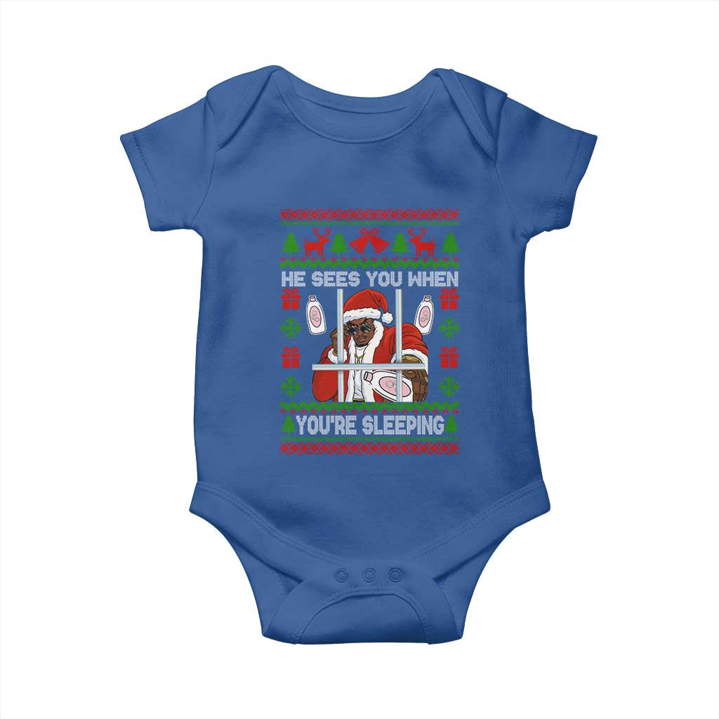 Funny Christmas Diddy Baby Onesie Diddy Sees You When Youre Sleeping Dirty Ugly Xmas TS10 Royal Blue Print Your Wear