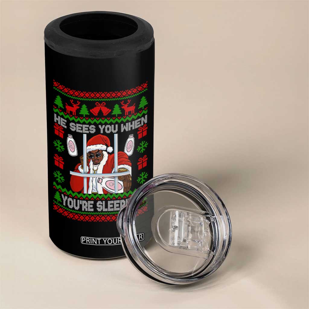 Funny Christmas Diddy 4 in 1 Can Cooler Tumbler Diddy Sees You When Youre Sleeping Dirty Ugly Xmas TS10 Print Your Wear