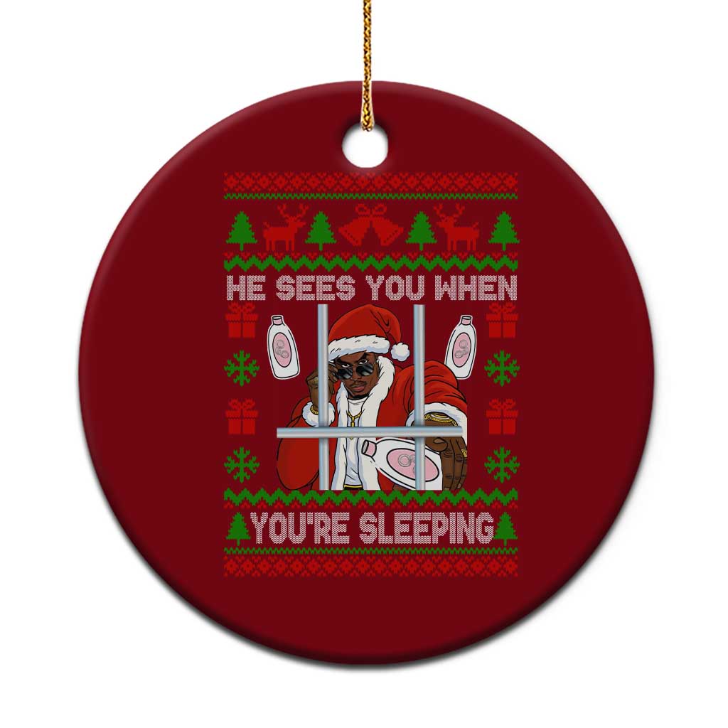 Funny Christmas Diddy Ceramic Ornament Diddy Sees You When Youre Sleeping Dirty Ugly Xmas TS10 1pc Red Print Your Wear