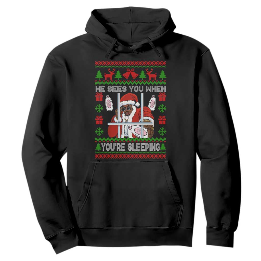 Funny Christmas Diddy Hoodie Diddy Sees You When Youre Sleeping Dirty Ugly Xmas TS10 Black Print Your Wear